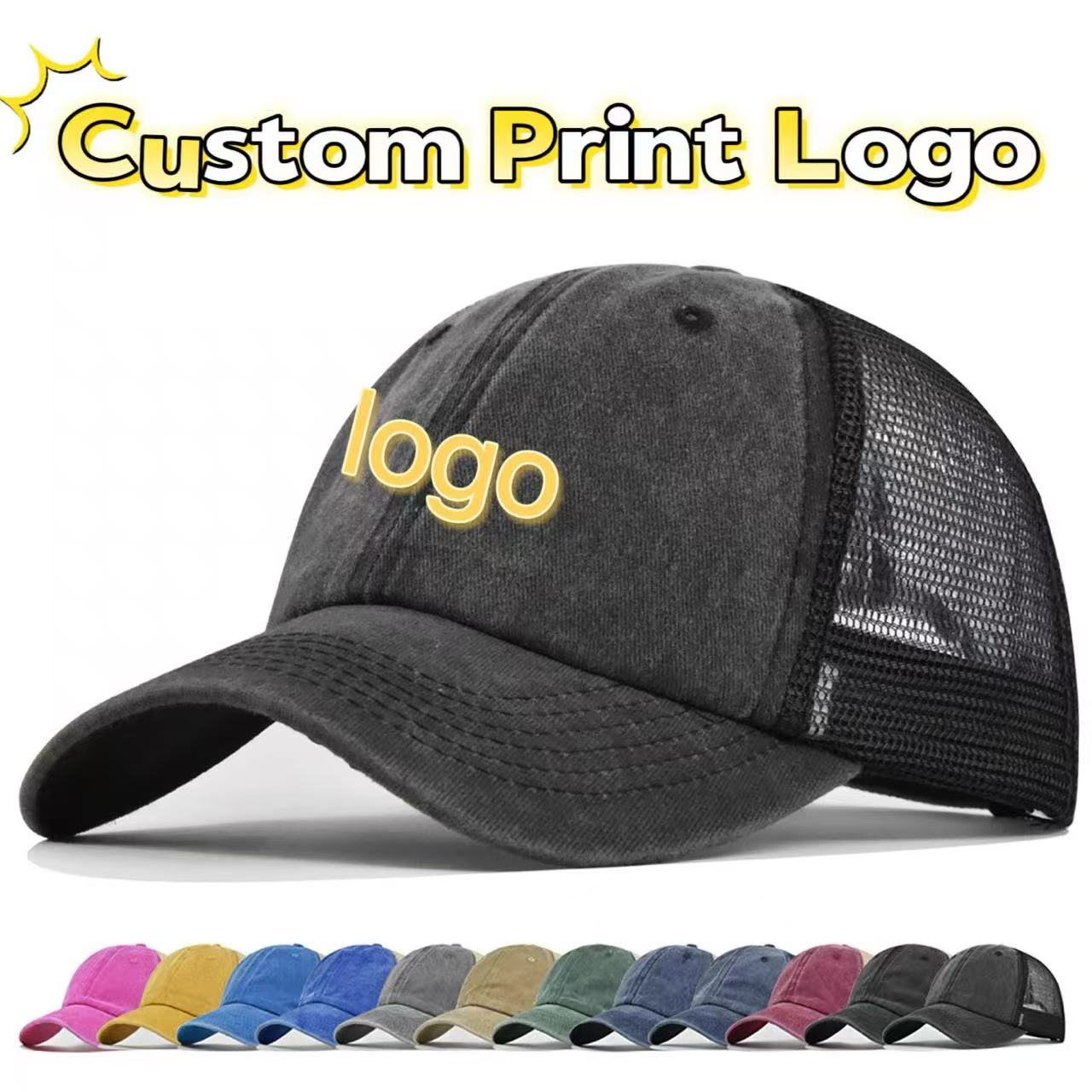 Men'S Fashion With Hat - Topi Jaring Lembut dengan Logo Cetak