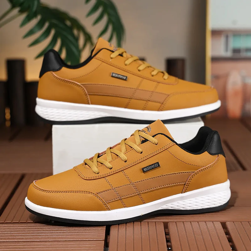 Mens Fashion Trainers - Sepatu Pria Kulit PU Sneakers Tren