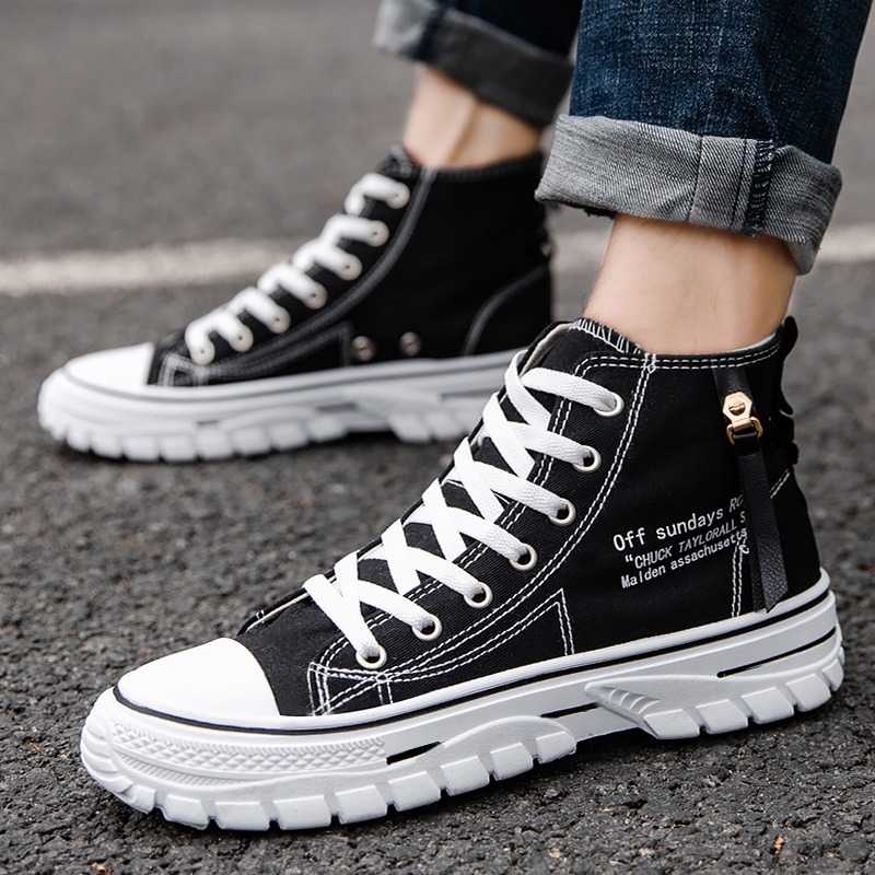 Mens Fashion Trainers - Sepatu Pria Sepatu Kanvas High-Top 2026